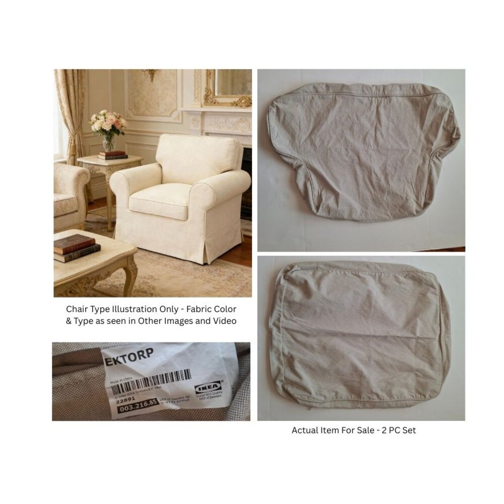IKEA Ektorp Arm Chair Sofa Cover Replacement Set (2 PC) Beige NEW no Tags Linen